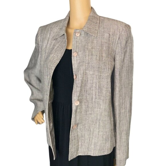 Rafaella Linen Button Down Blazer Size 10 - Picture 4 of 7